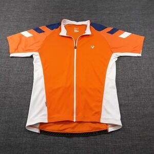 Bontrager Cycling Jersey MTB Full Zip Womens Size Large Orange Short Sleeve